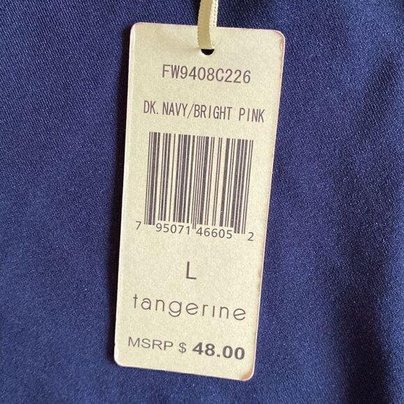 NWT Tangerine Cropped Side Ruched Leggings Navy Pink Size Large - Picture 4 of 10